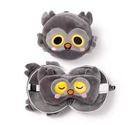 Relaxeazzz Adoramals Winston the Owl Round Plush Travel Pillow & Eye Mask - Sleep Eye Mask Masks - Kids Travel Accessories For Sleeping Airplane - Flight Plane Neck Pillow Pillows