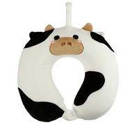 Relaxeazzz Cow Plush Memory Foam Travel Pillow - Neck Flight Airplane Pillow For Travel - Kids Neck Pillows Cushion For Sleeping Neck Pain Adults - Airport Essentials