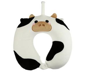 Relaxeazzz Cow Plush Memory Foam Travel Pillow - Neck Flight Airplane Pillow For Travel - Kids Neck Pillows Cushion For Sleeping Neck Pain Adults - Airport Essentials