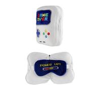 RELAXEAZZZ GAME OVER GAMING SOFT PLUSH TRAVEL CUSHION PILLOW & EYE MASK BNWT PUK