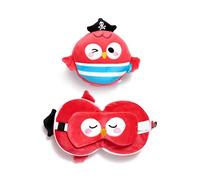 Relaxeazzz Jolly Roger Pirate Bembo the Parrot Travel Pillow & Eye Mask - Sleep Eye Mask Masks - Kids Travel Accessories For Sleeping Airplane - Flight Plane Neck Pillow Pillows