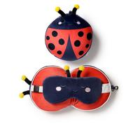 RELAXEAZZZ LADYBIRD SUPER SOFT PLUSH TRAVEL CUSHION PILLOW & EYE MASK BNWT PUK