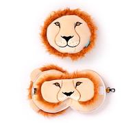 Relaxeazzz Lion Round Plush Travel Pillow & Eye Mask - Sleep Eye Mask Masks - Kids Travel Accessories For Sleeping Airplane - Flight Plane Neck Pillow Pillows