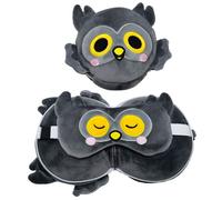 RELAXEAZZZ WINSTON OWL SUPER SOFT PLUSH TRAVEL CUSHION PILLOW & EYE MASK