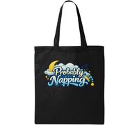 Relaxed and Cozy Nighttime Dreaming Natural Cotton Tote Bag Black
