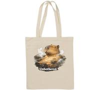 Relaxed Animal Enjoying Steam Bath Natural Cotton Tote Bag White