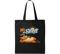 Relaxed bear enjoying sunny day vibes Natural Cotton Tote Bag Black
