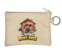 Relaxed Brain Living Rent Free Key Chain Coin Purse Beige