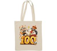 Relaxed chicken celebrating hundred milestone Natural Cotton Tote Bag White
