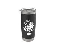 Relaxed Coffee Frog Cozy Café Graphic Design Stainless Steel Insulated Tumbler