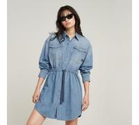 Relaxed Drawcord Denim Dress - Light blue - Women XS
