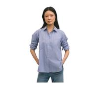 Relaxed Fit Striped Poplin Shirt with Forward Point Collar - female - Brooks Brothers - Shirts - Blue - M - Blouses & Shirts M