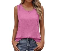 Relaxed Fit Vest Tops for Women UK Pink Relaxed Round Neck Back Button Tank Top Loose Fit Comfy Soft Sleeveless Tee Shirts Daily Wear Trendy Summer 2026 Size L