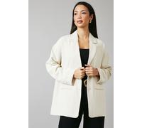 Relaxed Longline Single Breasted Blazer Principles Ivory 14