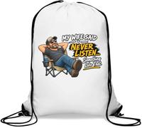 Relaxed Man Joking About Listening Skills Gym Sack Casual Drawstring Bag White