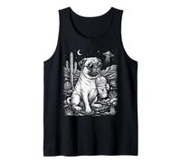 Relaxed Pug Dog Desert UFO Iced Drink Graphic Tank Top