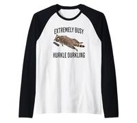 Relaxed Raccoon: Extremely Busy Hurkle Durkling Raglan Baseball Tee
