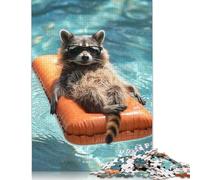 Relaxed Racoon Puzzle für Erwachsene, 1000 Teile, Puzzles, 1000 Teile, Puzzles für Erwachsene und Kinder, Puzzlespiele, Spielzeug, Geschenk, 1000 Teile (75 x 50 cm)