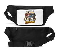 Relaxed Retired man Enjoying Mountain Sunset Unisex Waist Bag Black