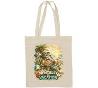 Relaxed Skeleton Enjoying Tropical Sunset Natural Cotton Tote Bag White
