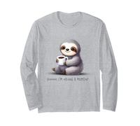 Relaxed Sloth Enjoying Coffee Art Long Sleeve T-Shirt