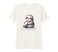 Relaxed Sloth Enjoying Coffee Art Premium T-Shirt