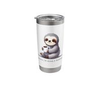 Relaxed Sloth Enjoying Coffee Art Stainless Steel Insulated Tumbler