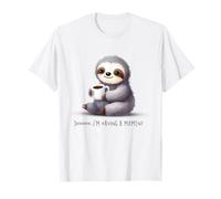 Relaxed Sloth Enjoying Coffee Art T-Shirt
