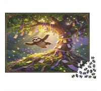 Relaxed Sloth Under Tree 1000 Piece Jigsaw Puzzle Paper for Adults Fantasy Forest Scene Jigsaw Puzzle for Adults Home Decor Gift 38x26cm/1000pcs