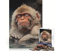 Relaxed Snow Monkey 1000 Pieces Jigsaws Adults Puzzles Think Smart Toy Home Activity Smooth Cut Xmas Surprise (50x75cm)