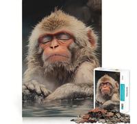 Relaxed Snow Monkey 1000 Pieces Jigsaws Adults Puzzles Think Smart Toy Home Activity Smooth Cut Xmas Surprise (50x75cm)