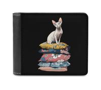 Relaxed Sphinx Cat Fashion Trifold Wallet Classic Lightweight Credit Card Leather Wallets for Men