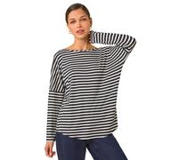 Relaxed Stripe Print Long Sleeve Stretch Top Roman Black 16