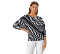 Relaxed Stripe Print Stretch Top Roman Black 10