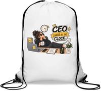 Relaxed woman waiting for time to pass Gym Sack Casual Drawstring Bag White