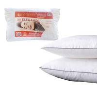 Relaxer Elegance Soft Hollowfibre Pillows With Piped Edge - Premium Hotel Quality Pillow For Stomach, Back and Side Sleeper, Hypoallergenic Extra Filled Bounce Back Pillows - 2 Pack (44 x 65 cm)