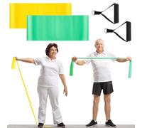Relaxgiant 2 Pcs Resistance Band with Handles Chair Exercise Physical Therapy Band for Seniors Citizen Gifts Elderly Women Therapy, Stretch, Recovery, Home Exercise(Yellow,Green)