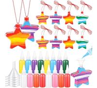 Relaxgiant 31 Pcs Sand Art Bottle Necklace Kits, Star Sand Art Bottles, 16 Pcs 8 Colored Art Sand, 5 Mini Plastic Funnels, Kids Art Class Party Decoration Crafts Supplies