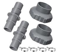 Relaxgiant 4 Pcs Pool Vacuum Hose Adapter Kit, 1-1/4 or 1-1/2 Hose Connector Coupling and compatible with 11238 B Adapter for Swimming Pool Vacuum Cleaner Filter Pump Surface Skimmer Small (Gray)