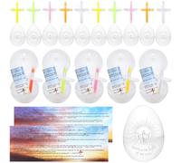 Relaxgiant 75 Set Glow in the Dark Easter Eggs Prefilled with Glow Cross Necklaces and Christian Religious Cards Bulk, Jesus Is the Light Easter Egg Hunt Party Favors Sunday School Gifts Bulk