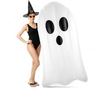 Relaxgiant Summer Halloween Ghost Pool Float Decorations 6 ft Giant Inflatable Halloween Pool Float Water Raft Inflatable Surfboard for Adult Summer Swim Beach Party Decoration