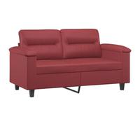 Relaxing 2 Seater Outdoor Sofa Compact Red Wine Faux Leather Couch for Waiting Room Study or Bedroom Stylish Small Divano Sa Poltrona