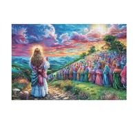 Relaxing And Fun Jesus Pilgrim Group Religious Faith Spiritual 1000 Piece Adult Puzzle Perfect for Hobbies Family And Home Entertainment 1000 PCS（75x50cm）