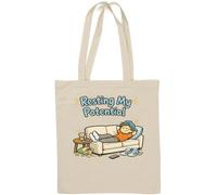 Relaxing and Resting on the Couch Natural Cotton Tote Bag White