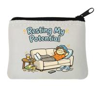 Relaxing and Resting on the Couch Neoprene Coin Purse Pouch 10x11cm White