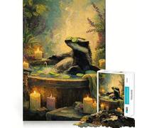 Relaxing Badger in Spa 1000 Piece Jigsaw Puzzle for Teenagers Strong Logic Toy Serene Time Clear Edge Creative Gift (50x75cm)