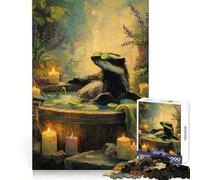 Relaxing Badger in Spa 1000 Piece Jigsaw Puzzle for Teenagers Strong Logic Toy Serene Time Clear Edge Creative Gift (50x75cm)