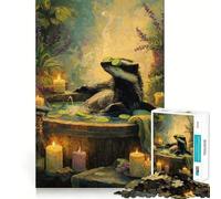 Relaxing Badger in Spa Jigsaw Puzzle 1000 Piece for Teenagers Logic Sense Toy Calm Pastime Smooth Edge Premium Gift (38x52cm)