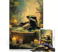 Relaxing Badger in Spa Jigsaw Puzzle 1000 Piece for Teenagers Logic Sense Toy Calm Pastime Smooth Edge Premium Gift (38x52cm)