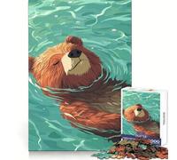 Relaxing Bear Floating in Water Hard Jigsaw Puzzle for Adults 1000 Pieces Recall Boost Quiet Calm Smooth Cut Classic Gift (50x75cm)